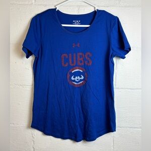 Under Armour Fanatics Chicago Cubs Baseball Woman’s Loose Fit Heatgear Tee Small